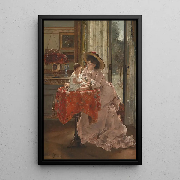 La mère heureuse - Alfred Stevens — quadro incorniciato alla parete