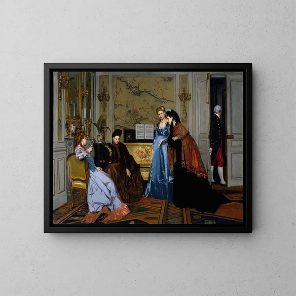 elegante Figuren in einem Wohnzimmer - Alfred Stevens — gerahmtes Bild an der Wand