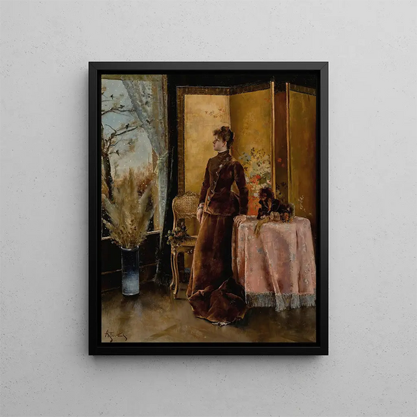 La Neige - Alfred Stevens — quadro incorniciato alla parete