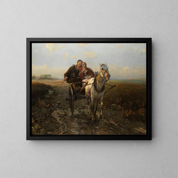 Promenade en voiture joyeuse - Alfred von Wierusz-Kowalski — gerahmtes Bild an der Wand