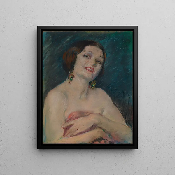 Modell, das Vorhänge hält - Alice Pike Barney — gerahmtes Bild an der Wand