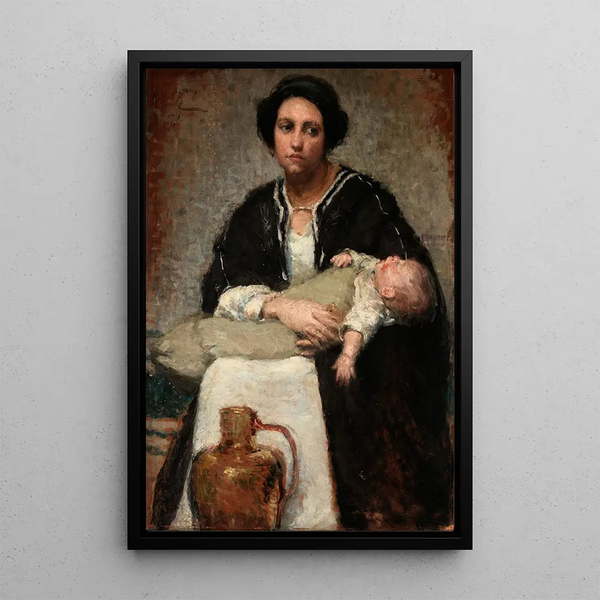 Mutter und schlafendes Baby - Alice Pike Barney — gerahmtes Bild an der Wand