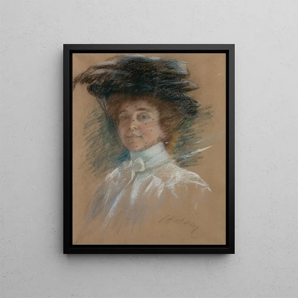 Autoritratto con cappello e velo - Alice Pike Barney — quadro incorniciato alla parete