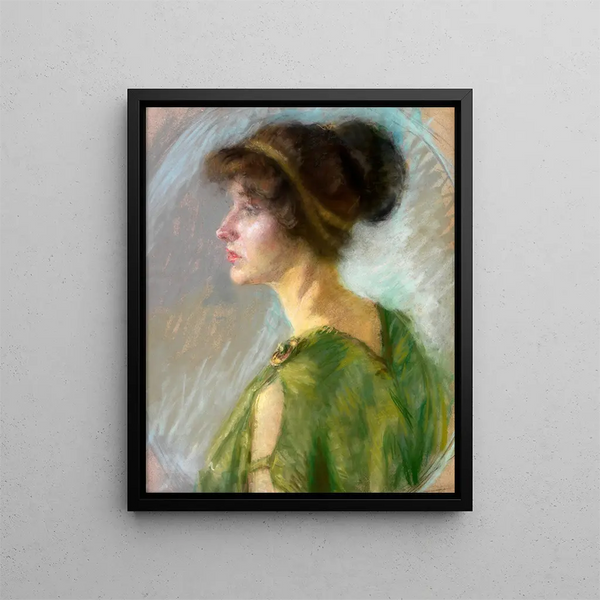 Junge Frau in Grün - Alice Pike Barney — gerahmtes Bild an der Wand