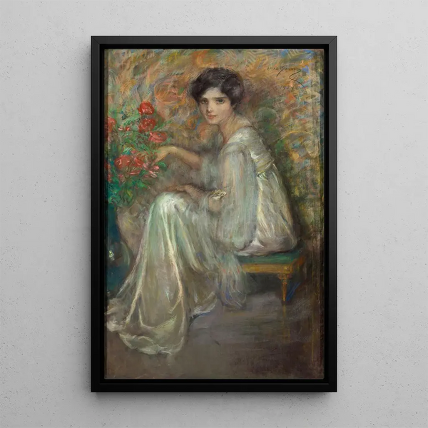 Junge Frau mit Rosen - Alice Pike Barney — gerahmtes Bild an der Wand