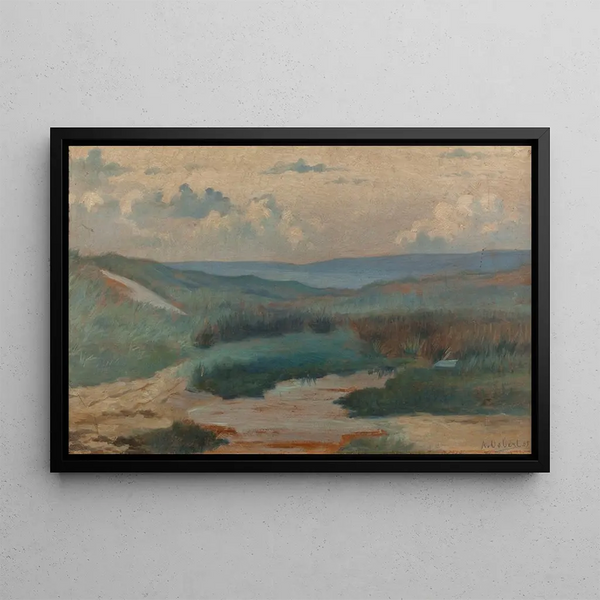 Alphonse Osbert - Une mare dans les dunes le soir Siouville.webp