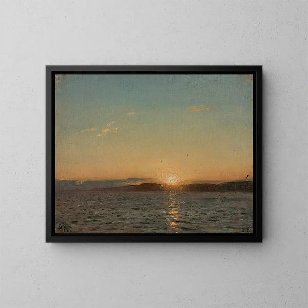 Sonnenuntergang in Hvaler - Amaldus Nielsen — gerahmtes Bild an der Wand