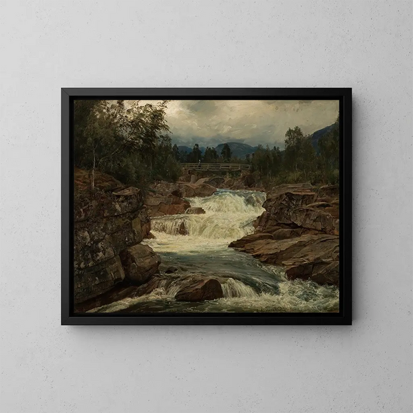 Cascata di Hornindalsfossen, Nordfjord - Amaldus Nielsen — quadro incorniciato alla parete