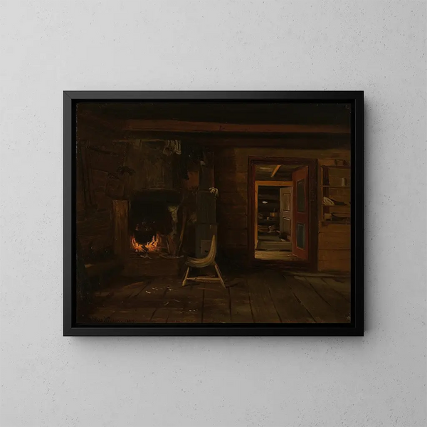 Interno di Haslemo a Setesdal - Amaldus Nielsen — quadro incorniciato alla parete