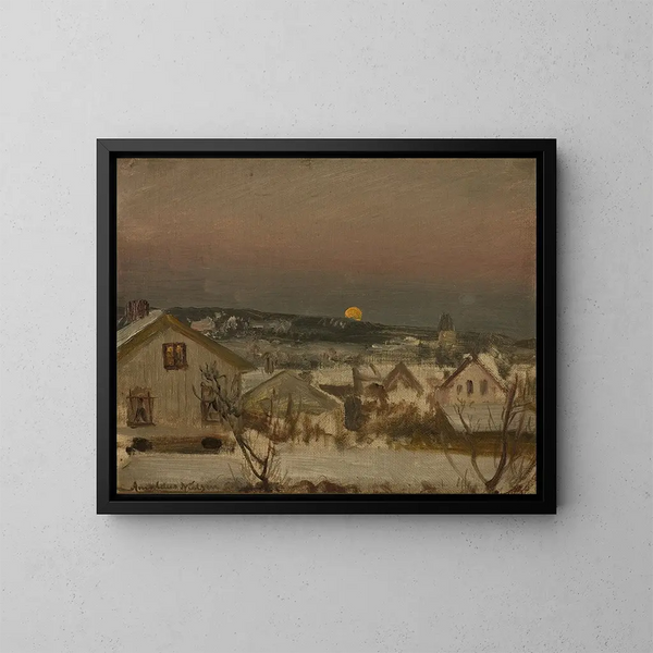 Winterabend gesehen vom Atelierfenster - Amaldus Nielsen — gerahmtes Bild an der Wand