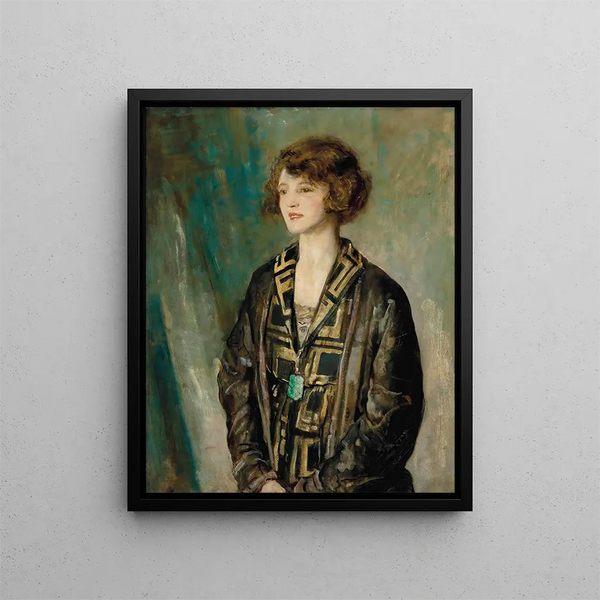 Ambrose McEvoy - Portrait of Mrs Charles RomerWilliams wearing a jade pendant.webp