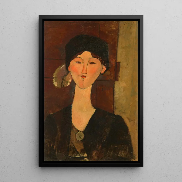Beatrice Hastings davanti a una porta - Amedeo Modigliani — quadro incorniciato alla parete