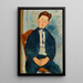 Boy in a Striped Sweater - Amedeo Modigliani — framed artwork on a wall