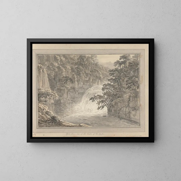 Vedute in Inghilterra, in Scozia e nel Galles: Viaggio in Scozia, Corie Lin, una delle cascate del Clyde - Amos Green — quadro incorniciato alla parete
