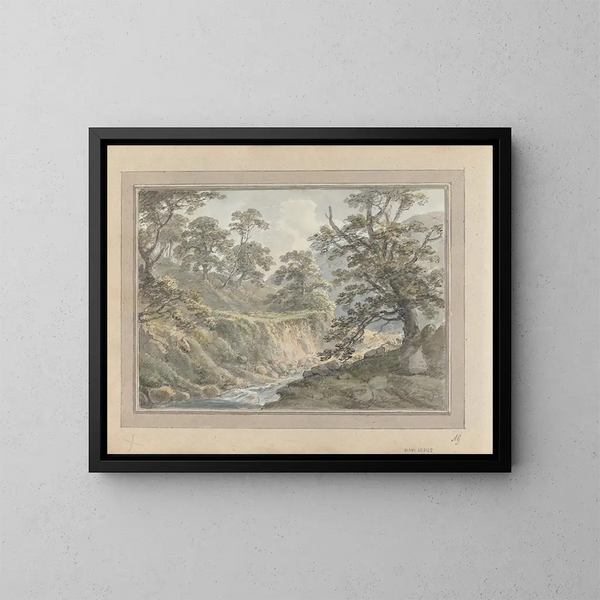 Vedute in Inghilterra, in Scozia e nel Galles. Viaggio in Scozia. Paesaggio con ruscello - Amos Green — quadro incorniciato alla parete