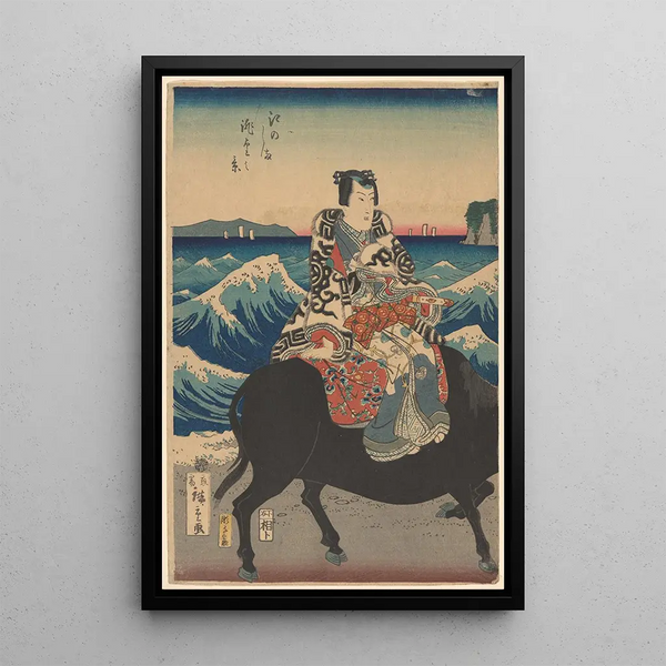 Reproduktion des Gemäldes Insel Enoshima Figur auf einem Ochsen Wellen - Andō Hiroshige
