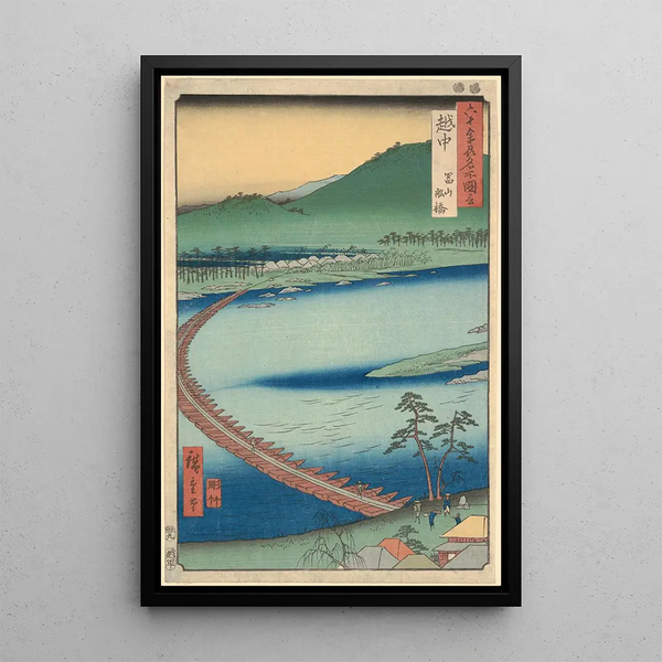 Präfektur von Etchu Pont Flottant Funabashi - Andō Hiroshige — gerahmtes Bild an der Wand