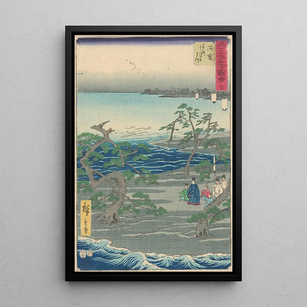 Reproduktion des Gemäldes Gruppe unter den Kiefern an der Bucht - Andō Hiroshige