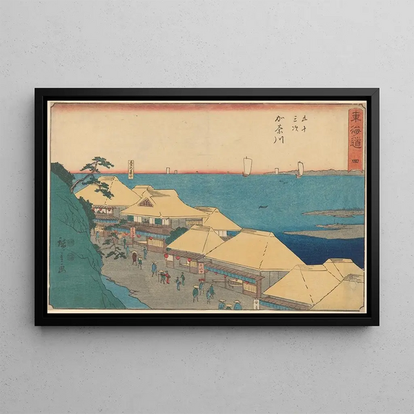 Maison Yedo sur la rivière à Kanagawa - Andō Hiroshige — quadro incorniciato alla parete