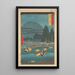 Reproduktion des Gemäldes Regenüberschwemmung auf Reisfeldern in Ono Präfektur Hoki - Andō Hiroshige