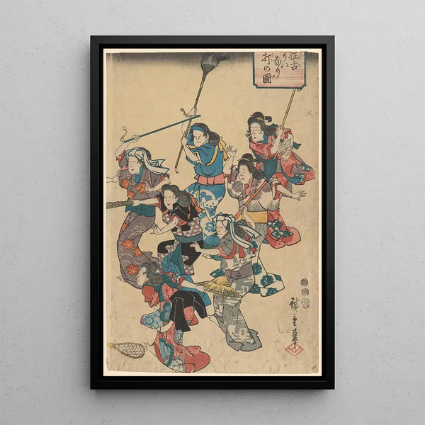 Querelle de domestiques - Andō Hiroshige — gerahmtes Bild an der Wand