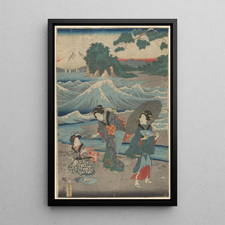 And Hiroshige - Three Women and Waves.webp