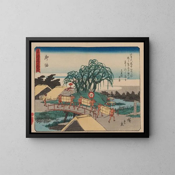 Tokaido-Gemälde, fünfzig-drei Stationen, Platte 36 - Andō Hiroshige — gerahmtes Bild an der Wand