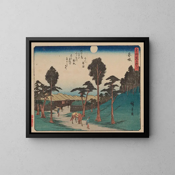 Tokaido-Gemälde, fünfundfünfzig Stationen, Platte 37 - Andō Hiroshige — gerahmtes Bild an der Wand