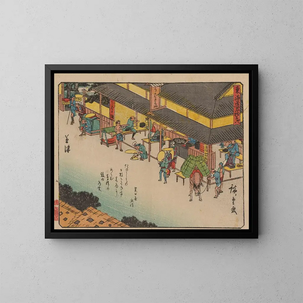 Tokaido gojusantsugi, planche 53 - Andō Hiroshige — gerahmtes Bild an der Wand