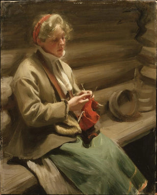 Anders Zorn - Dalecarlian Girl Knitting Cabbage Margit.webp