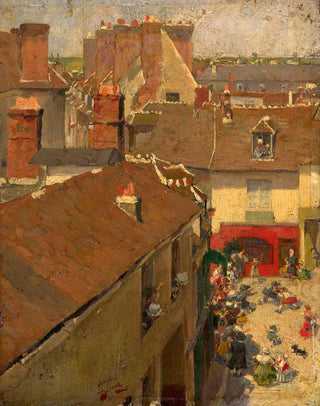 Andr Devambez - Rixe sur une place de village vue de haut.webp
