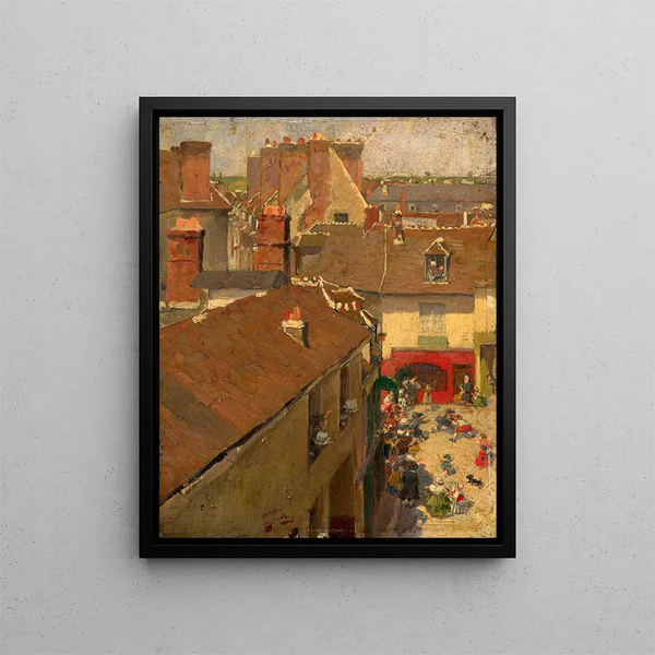 Andr Devambez - Rixe sur une place de village vue de haut.webp