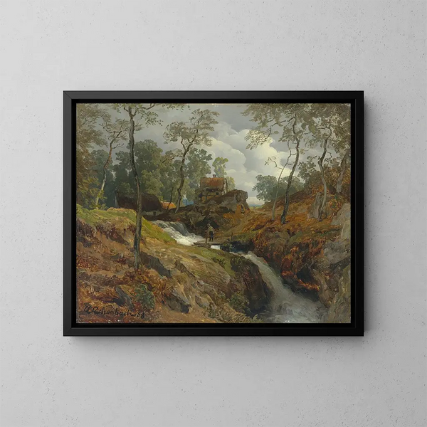 Am Bach - Andreas Achenbach — gerahmtes Bild an der Wand