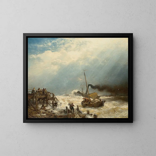 Hafen von Ostende - Andreas Achenbach — gerahmtes Bild an der Wand