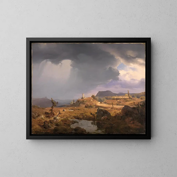 Norwegisches Landschaftsgemälde - Andreas Achenbach — gerahmtes Bild an der Wand