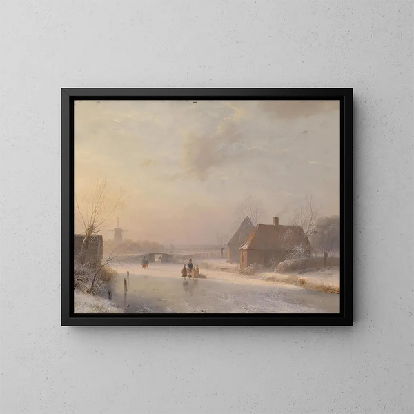 Winterlandschaft holländisch - Andreas Schelfhout — gerahmtes Bild an der Wand