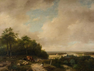 Andreas Schelfhout - Landscape with a herd at the forest edge.webp