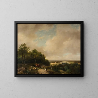 Andreas Schelfhout - Landscape with a herd at the forest edge.webp