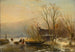 Winterlandschaft auf dem Eis mit Holzsammlern - Andreas Schelfhout — Ansicht des Kunstwerks