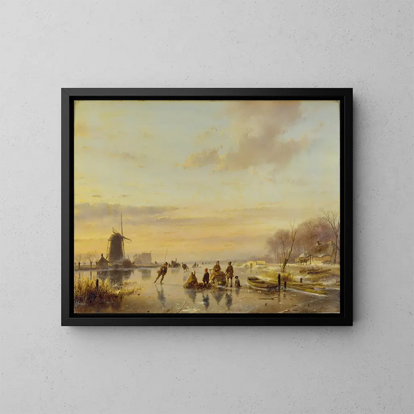 Winter in Holland - Andreas Schelfhout — gerahmtes Bild an der Wand