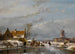 Paesaggio invernale con pattinatori e un koek-en-zopie - Andreas Schelfhout — vista dell’opera