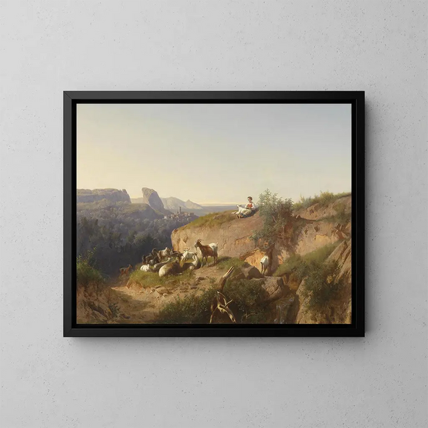 Bergère con un gregge - András Mark — quadro incorniciato alla parete