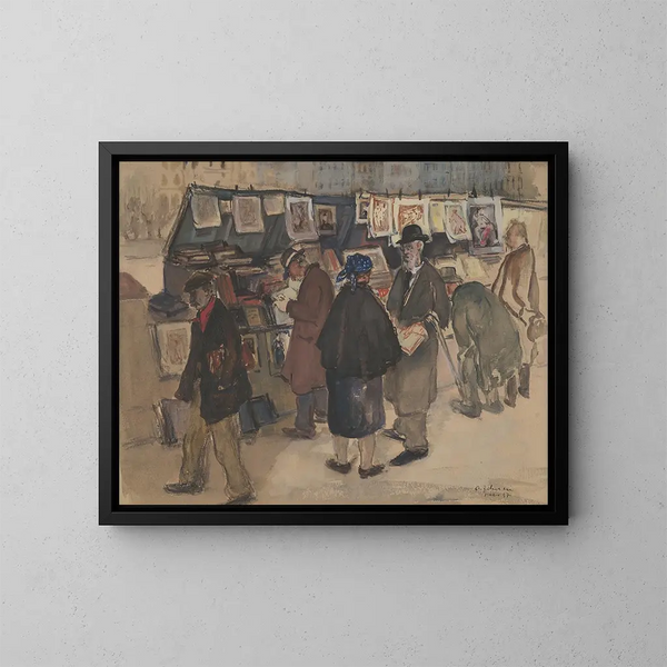 Das Buchhändler in Paris - Andrus Johani — gerahmtes Bild an der Wand