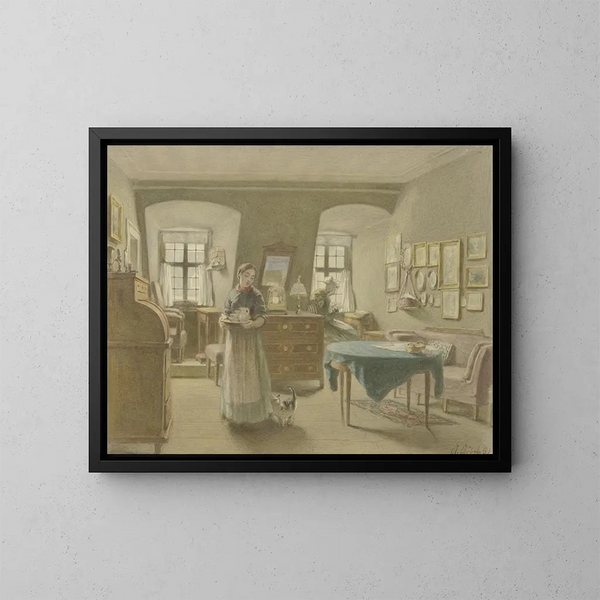 Sala soggiorno rustico - Angilbert Göbel — quadro incorniciato alla parete