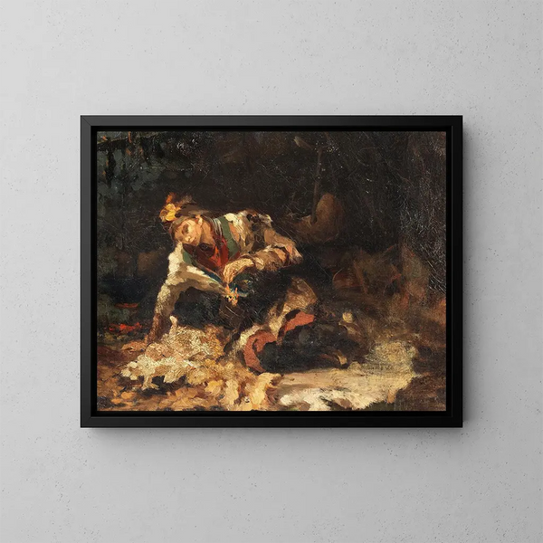 Frau Samie und ihr Kind - Anna Nordlander — gerahmtes Bild an der Wand