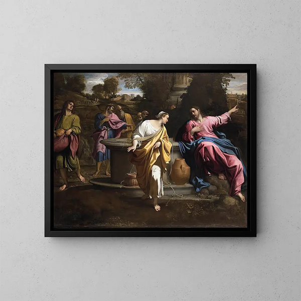 Der Christus und die Samariterin - Annibale Carracci — gerahmtes Bild an der Wand