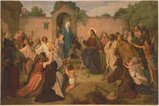 Anonymous - Jesus Christ riding into village on donkey to both fear and adoration.webp
