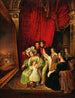 Il re Ludovico I di Baviera e la sua famiglia esaminano insieme la stampa d'arte Entrata del re Ottone di Grecia a Nauplia di Peter von Hess 1835 - Anonimo — vista dell’opera