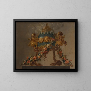Anonymous - Perfumeburner supported by amorini and serpents and garlanded with flowers.webp