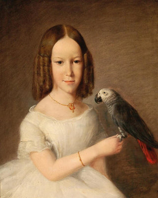 Anonymous - Portrait of a Girl with Grey Parrot.webp
